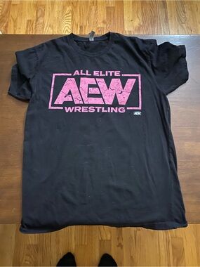 next Black Short Sleeve Tee with Pink AEW Logo